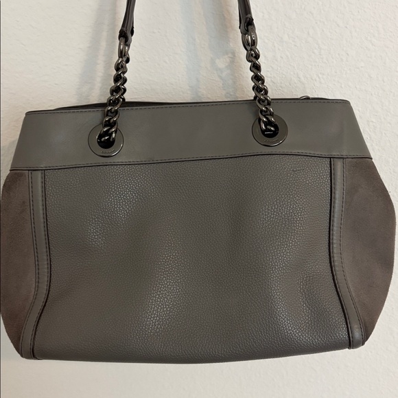 Coach Leather and Suede Shoulder Bag in Dove Gray with Gun Metal Hardware - Picture 4 of 16